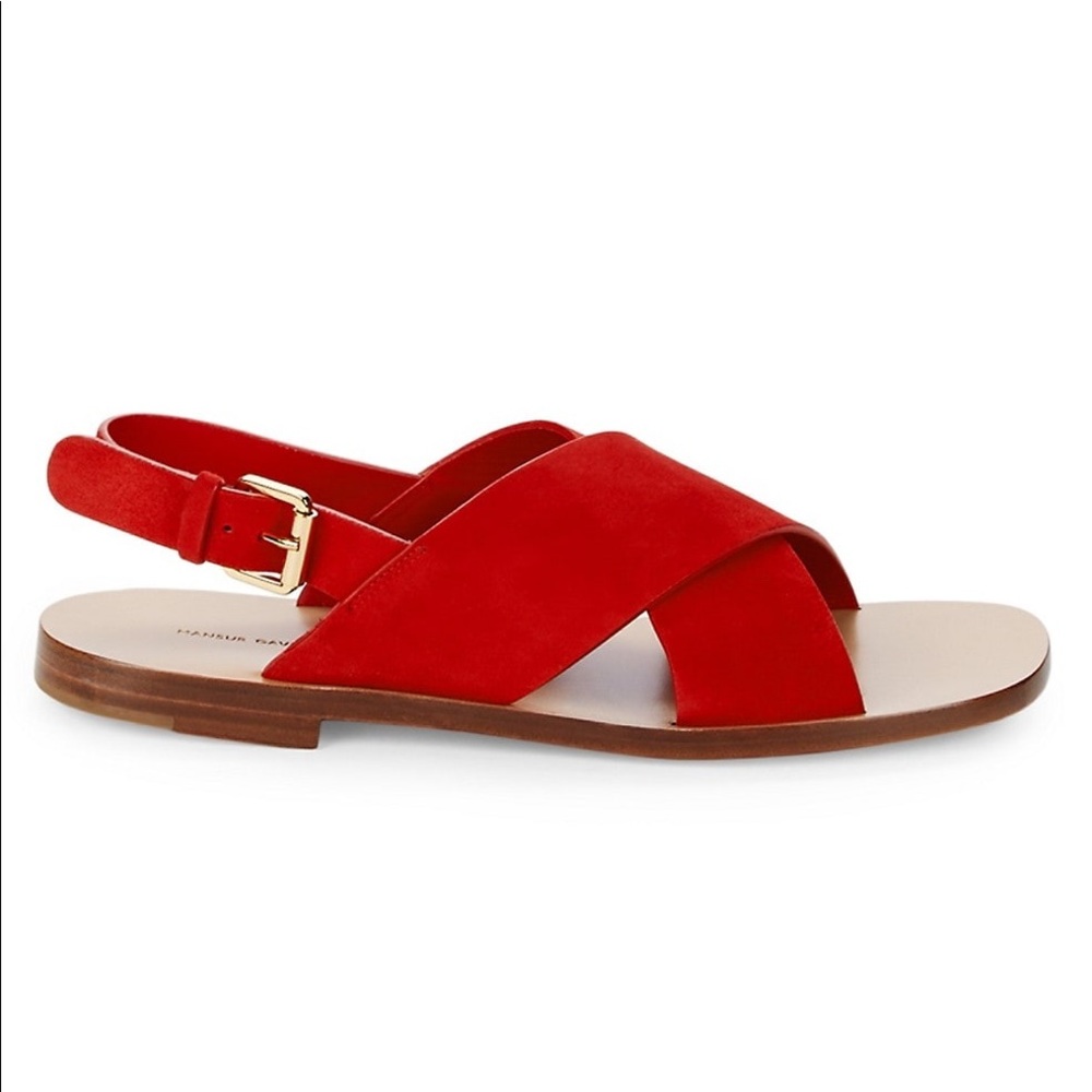 Mansur Gavriel - Crisscross Suede Sandals, Red, 38
